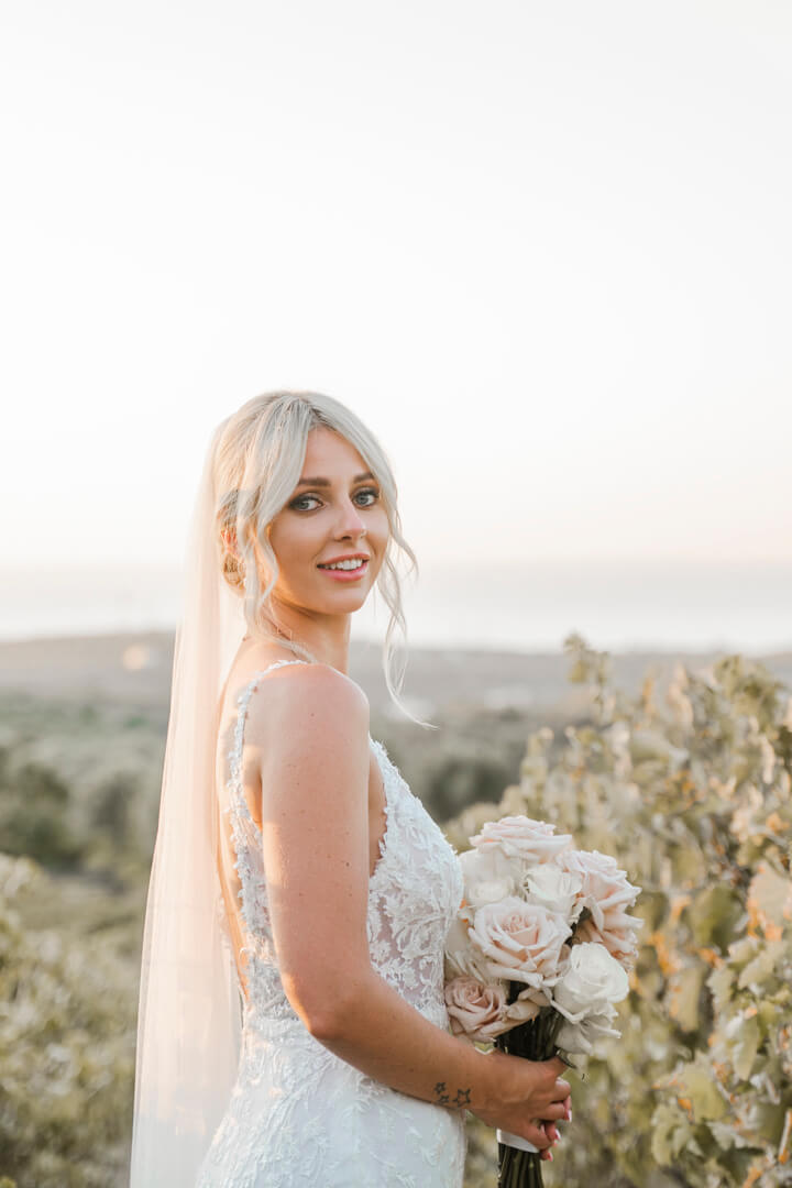 Bride in Agreco Farms wedding venue in Crete